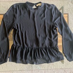 LOFT Mixed Media Peplum Top